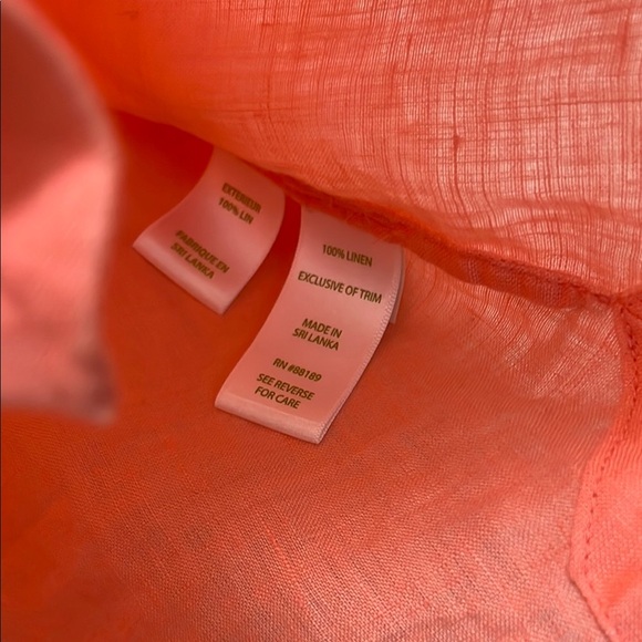 Lilly Pulitzer 100% Linen Salmon Pink Collared Long Sleeve Blouse - Size Small - Picture 13 of 13